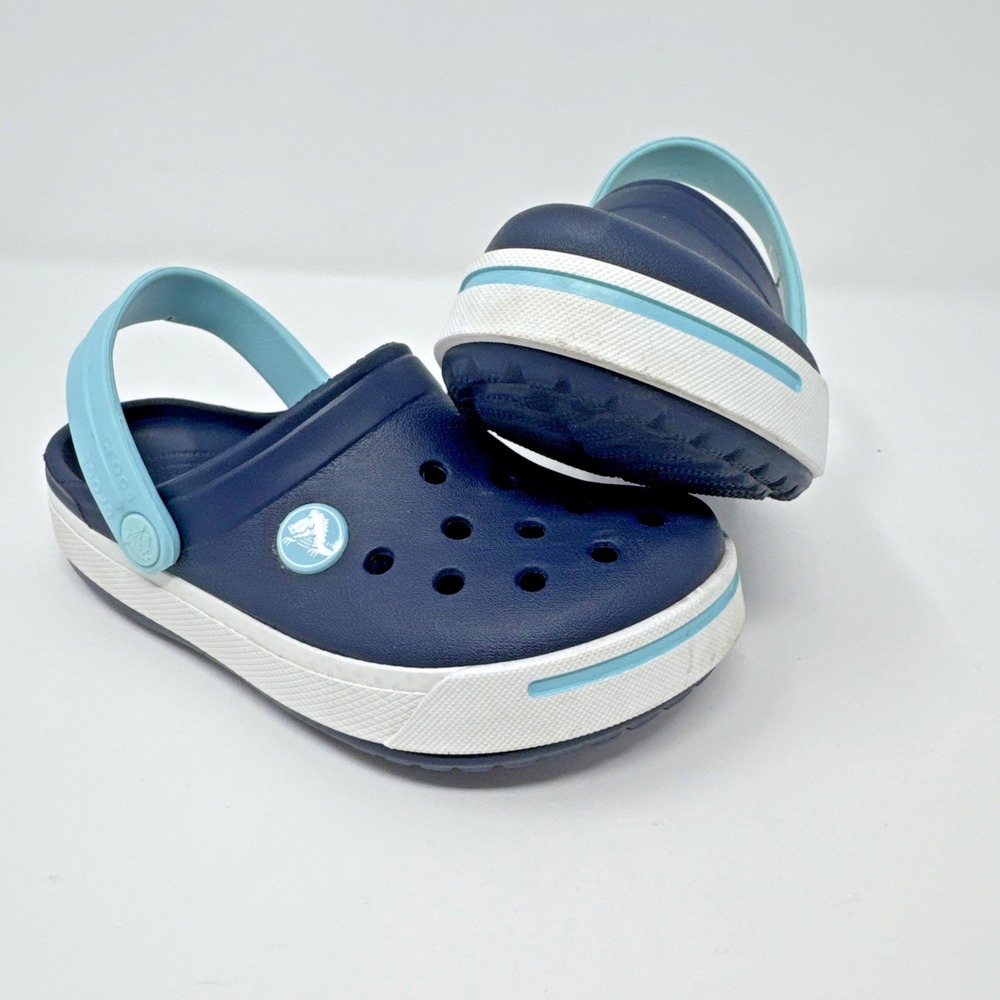 Crocs Crocband Blue White Crossband Clog Water Shoes Junior 10-11